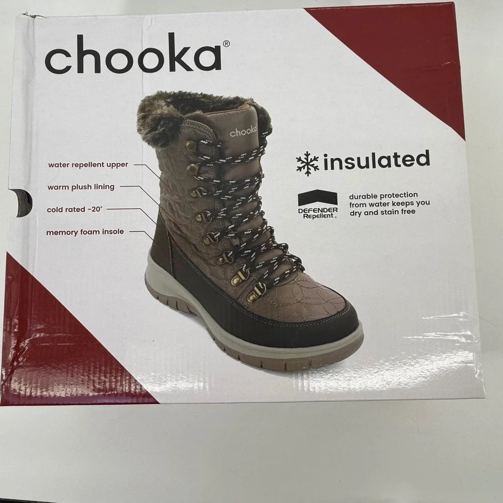 Chooka Belltown Mid Faux Fur Insulated Waterproof Winter Boots Taupe Women 8‎